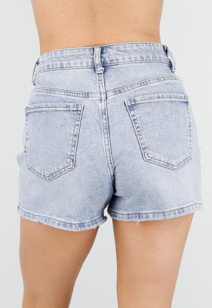 OP=OP.26.NL Lichtblauwe High Waist Denim Short