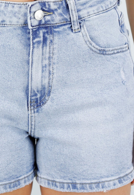 OP=OP.26.NL Lichtblauwe High Waist Denim Short
