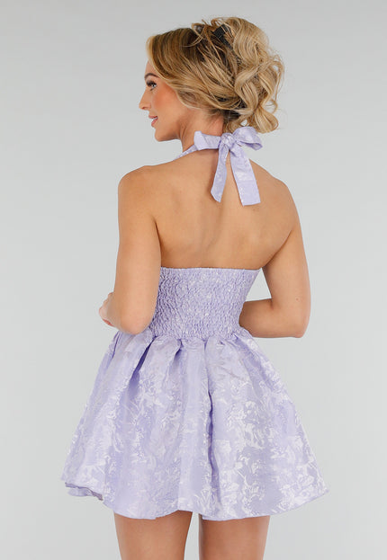 OP=OP.26.NL Lila Halter Jacquard Mini Jurk
