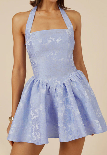 OP=OP.26.NL Lila Halter Jacquard Mini Jurk