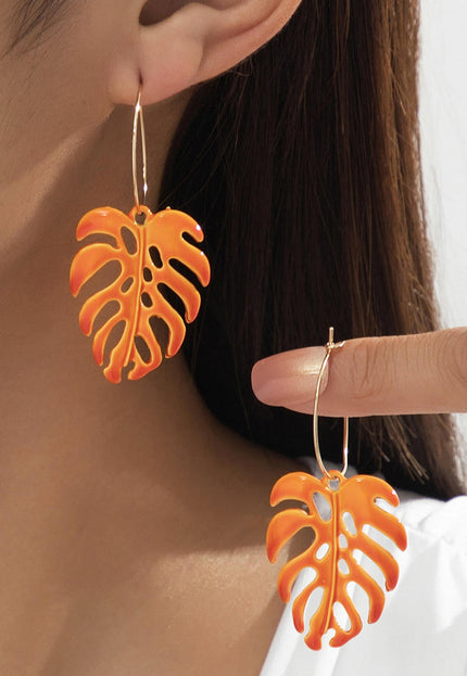 OP=OP.26.NL Oorbellen met Oranje Blad Hanger