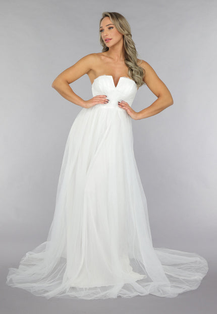 OP=OP.26.NL Witte Lange Mesh Bridal Jurk
