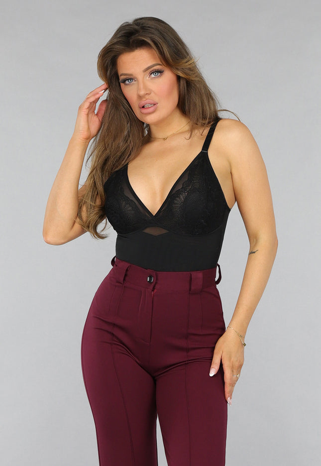 OP=OP.26.NL Zwarte Corrigerende Bodysuit met Kanten Cups