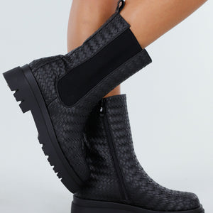 OP=OP.26.NL Zwarte Geweven Chelsea Boots