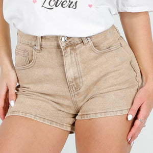 OP=OP.27.NL Beige Denim Short met Wassing
