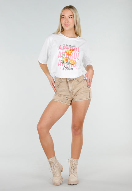 OP=OP.27.NL Beige Denim Short met Wassing