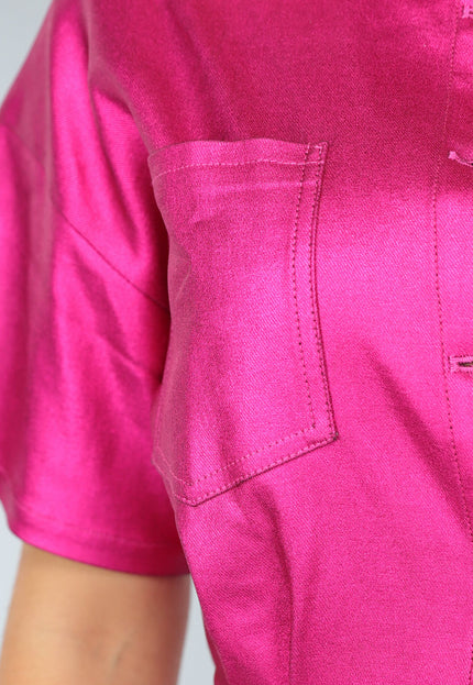OP=OP.27.NL Fuchsia Metallic Playsuit met Zakken