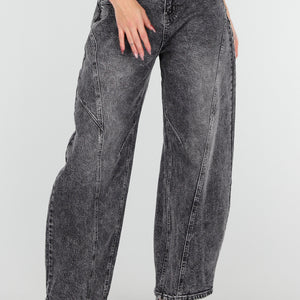 OP=OP.27.NL Grijze Stretch Barrel Jeans