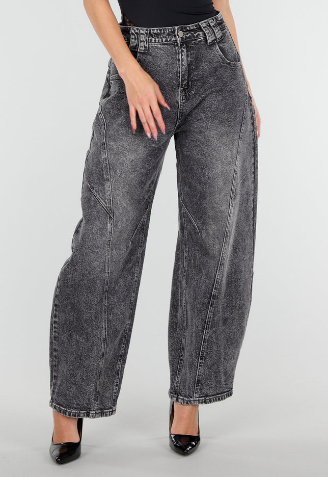 OP=OP.27.NL Grijze Stretch Barrel Jeans
