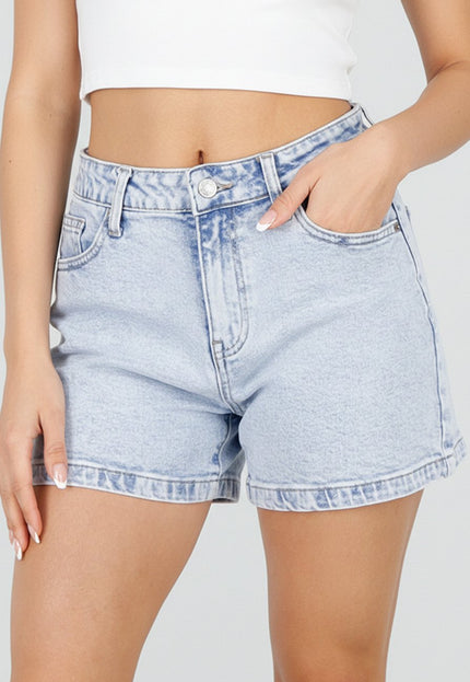 OP=OP.27.NL Lichtblauwe Denim Shorts met Stretch