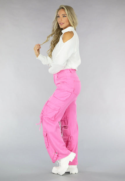 OP=OP.27.NL Roze Cargo Jeans met Gaten