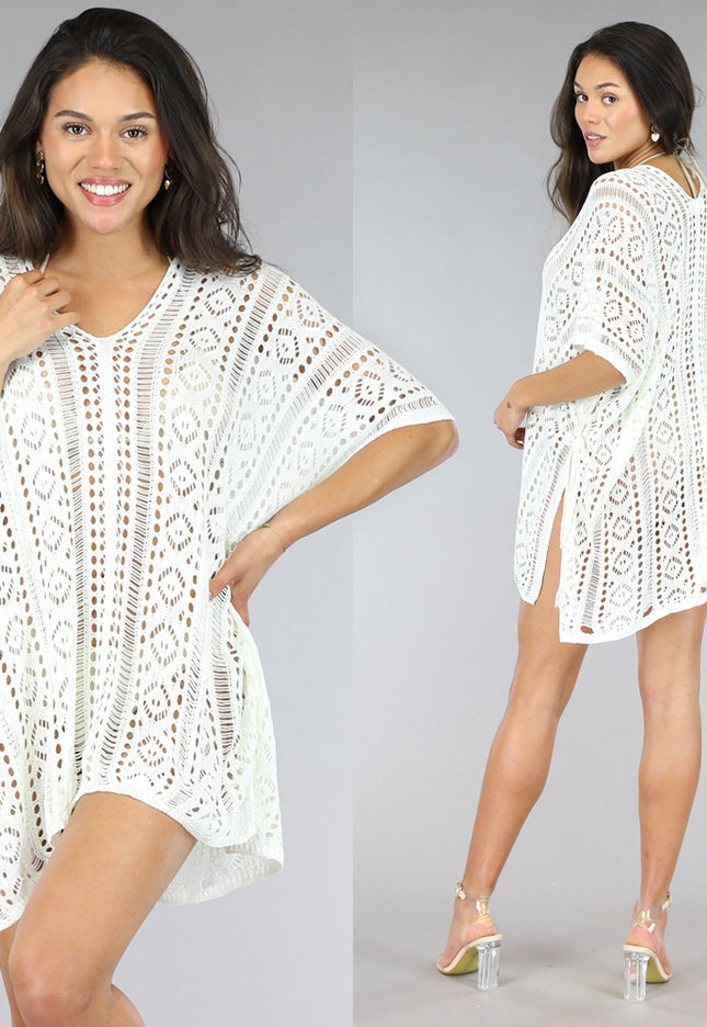 OP=OP.27.NL Witte Gehaakte Cover Up Jurk