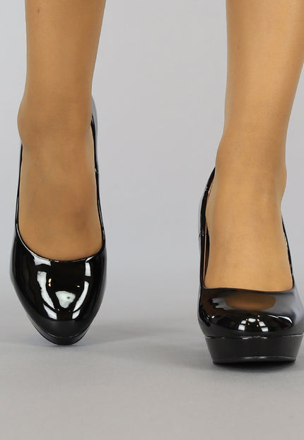 OP=OP.27.NL Zwarte Lak Pumps met Plateau