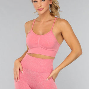 OP=OP.27.S Koraal Kleurige Sporttop met Uitneembare Pads