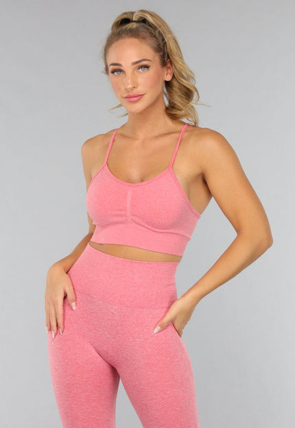 OP=OP.27.S Koraal Kleurige Sporttop met Uitneembare Pads