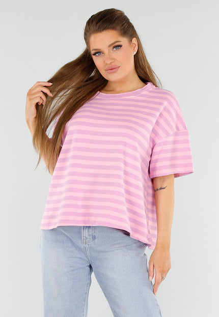 OP=OP.28.NL Gestreept T-Shirt in Lichtroze en Lila