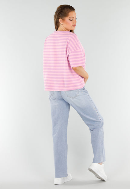 OP=OP.28.NL Gestreept T-Shirt in Lichtroze en Lila