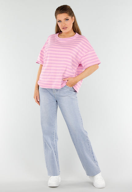 OP=OP.28.NL Gestreept T-Shirt in Lichtroze en Lila