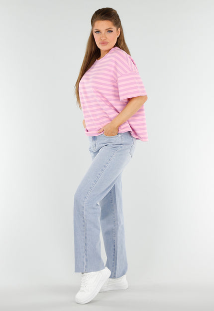 OP=OP.28.NL Gestreept T-Shirt in Lichtroze en Lila