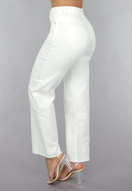 OP=OP.28.NL High Waist Straight Leg Witte Petite Jeans