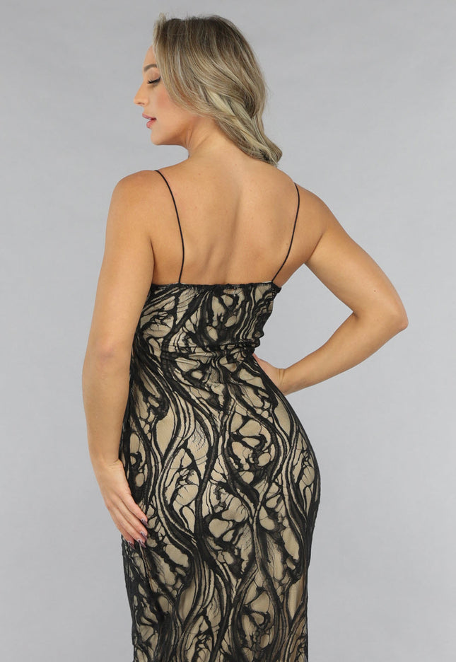 OP=OP.28.NL Lange Zwarte Kanten Jurk