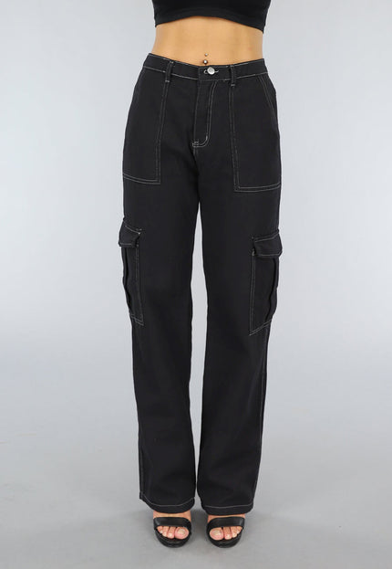 OP=OP.28.NL Tall Zwarte Baggy Cargo Broek
