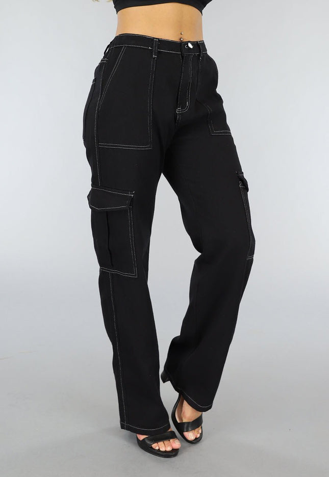 OP=OP.28.NL Tall Zwarte Baggy Cargo Broek
