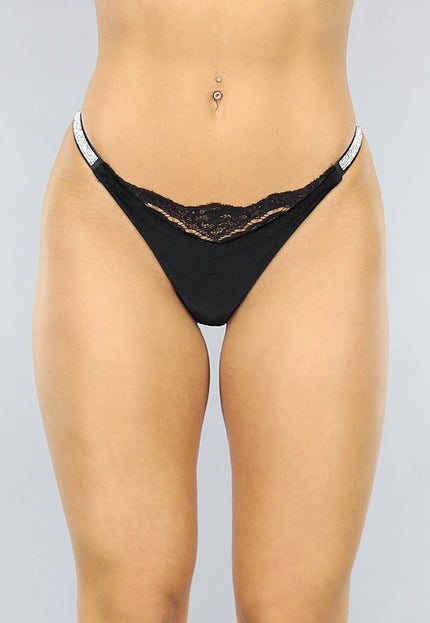 OP=OP.28.NL Velvet G String met Kanten Details en Strass
