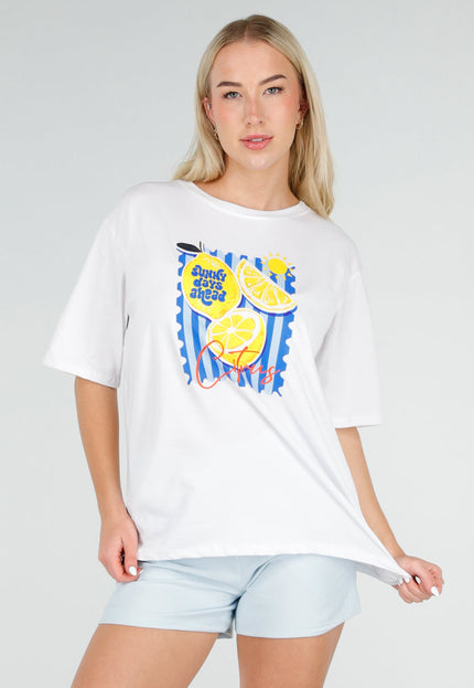OP=OP.28.NL Wit Katoenen T-shirt met Citrus Print