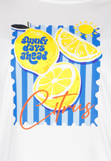 OP=OP.28.NL Wit Katoenen T-shirt met Citrus Print