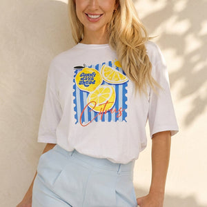 OP=OP.28.NL Wit Katoenen T-shirt met Citrus Print