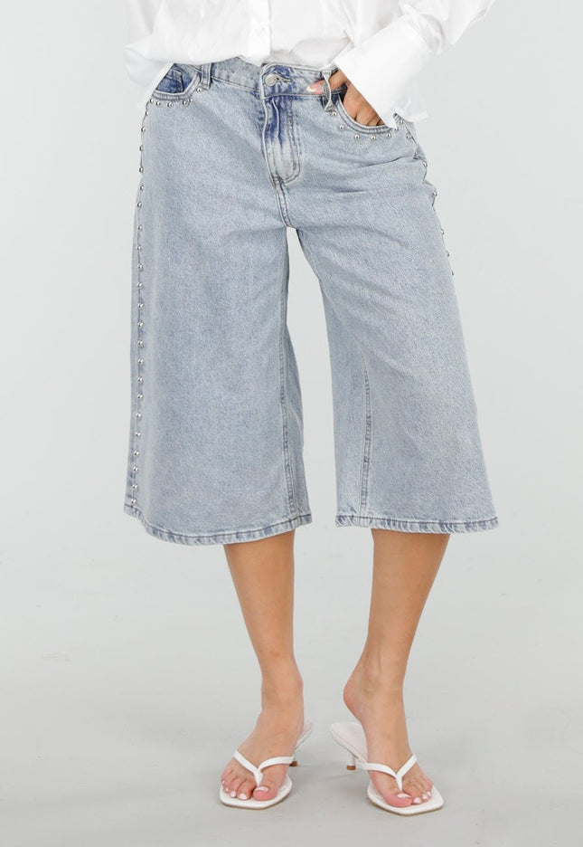 OP=OP.29.NL Blauwe Denim Bermuda Shorts met Studs