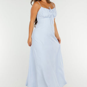 OP=OP.29.NL Lichtblauwe Maxi-Jurk met bandjes