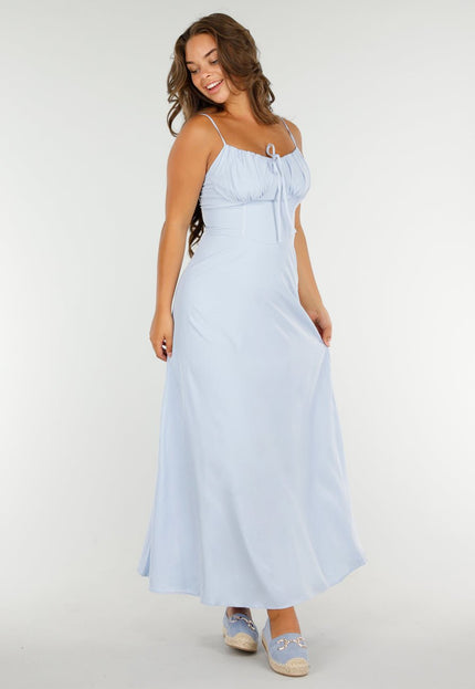 OP=OP.29.NL Lichtblauwe Maxi-Jurk met bandjes