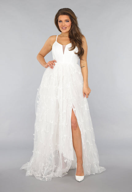 OP=OP.29.NL Witte Bruidsjurk met Geborduurde Rok