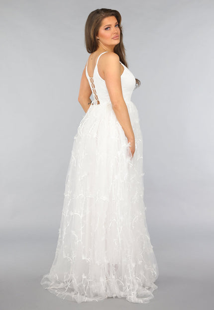 OP=OP.29.NL Witte Bruidsjurk met Geborduurde Rok