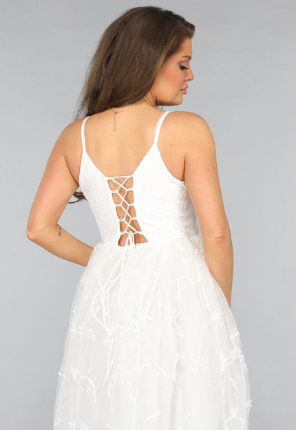 OP=OP.29.NL Witte Bruidsjurk met Geborduurde Rok