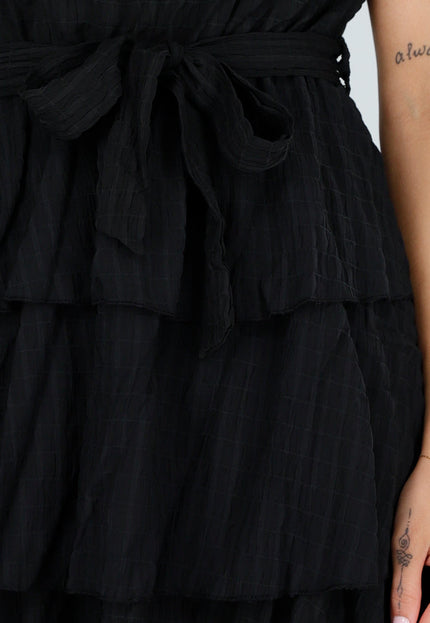 OP=OP.29.NL Zwarte One Shoulder Plissé Jurk