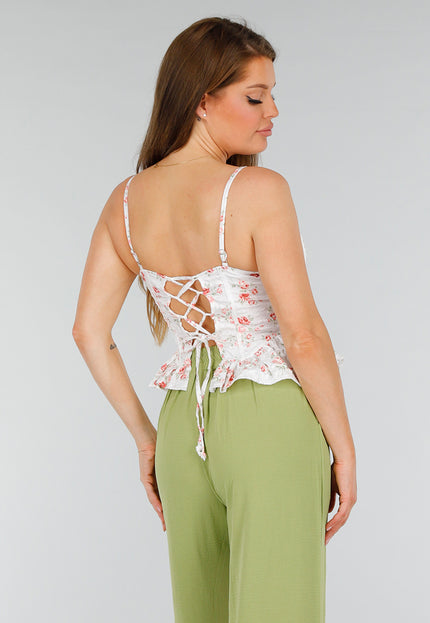 OP=OP.29.S Witte Peplum Korset Top met Stretch