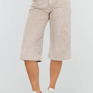OP=OP.30.NL Beige Stretch Denim Bermuda Broek