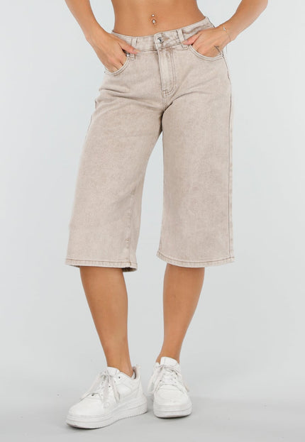 OP=OP.30.NL Beige Stretch Denim Bermuda Broek