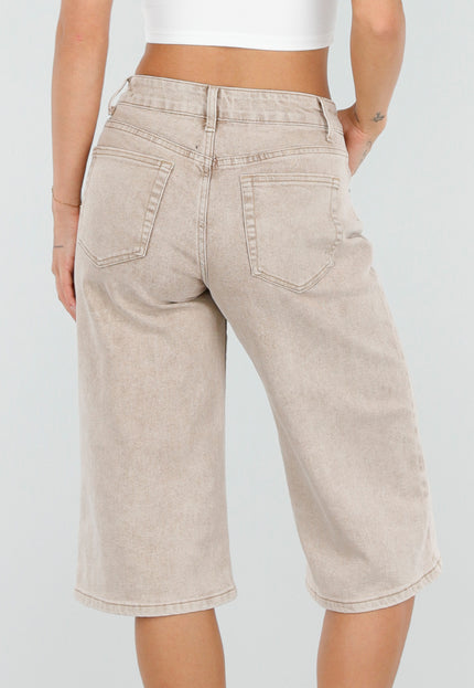 OP=OP.30.NL Beige Stretch Denim Bermuda Broek
