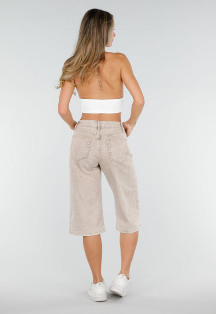 OP=OP.30.NL Beige Stretch Denim Bermuda Broek