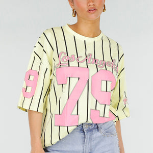 OP=OP.30.NL Geel Gestreept Oversized Jersey Shirt