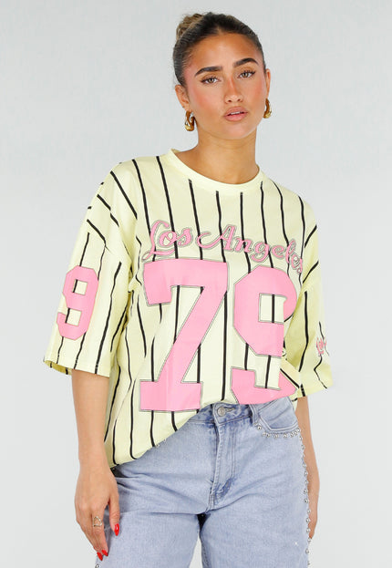 OP=OP.30.NL Geel Gestreept Oversized Jersey Shirt
