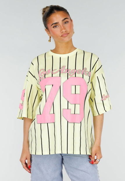 OP=OP.30.NL Geel Gestreept Oversized Jersey Shirt