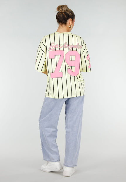 OP=OP.30.NL Geel Gestreept Oversized Jersey Shirt