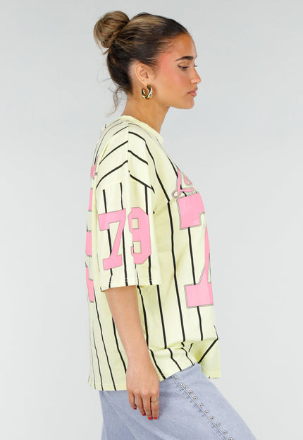 OP=OP.30.NL Geel Gestreept Oversized Jersey Shirt