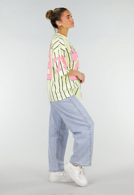 OP=OP.30.NL Geel Gestreept Oversized Jersey Shirt
