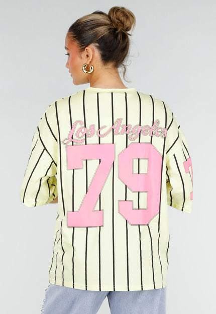 OP=OP.30.NL Geel Gestreept Oversized Jersey Shirt